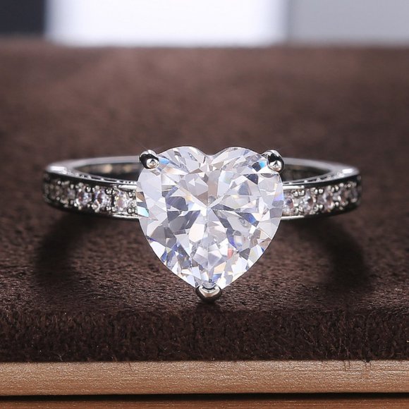 Ruby Heart Diamond Ring  Titanium FAST SHIPPING! - Picture 1 of 3